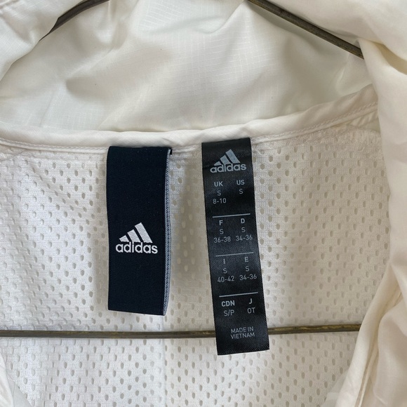 Adidas Women’s Windbreaker/ Warm Up Jacket, Size S, White and Grey with Hood - Picture 3 of 3